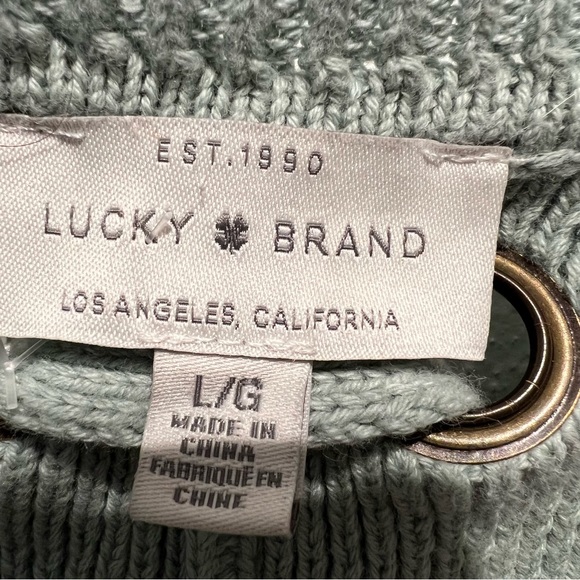 Lucky Brand Lace Up Light Mint Green Chunky Knit Sweater - Picture 11 of 11